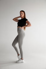 BEZŠVOVÉ LEGÍNY ELIME RUNIQUE - LIGHT GREY