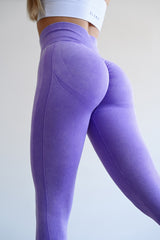 BEZŠVOVÉ LEGÍNY ELIME WASHED PUSH-UP - SCRUNCH PURPLE