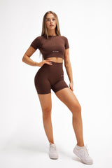 TOP S KRÁTKYM RUKÁVOM ELIME ULTIMATE HNEDÉ