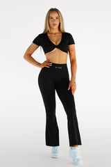 LEGÍNY FLARE MOVE HIGH-WAIST SCRUNCH ELIME BLACK