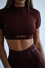 TOP S KRÁTKYM RUKÁVOM PREMIUM SHAPE ELIME BROWN