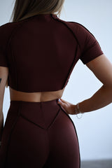 TOP S KRÁTKYM RUKÁVOM PREMIUM SHAPE ELIME BROWN