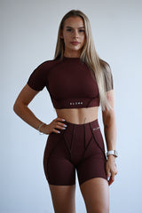 TOP S KRÁTKYM RUKÁVOM PREMIUM SHAPE ELIME BROWN