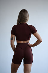 TOP S KRÁTKYM RUKÁVOM PREMIUM SHAPE ELIME BROWN