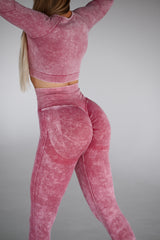 BEZŠVOVÉ LEGÍNY ELIME EVOLVE - SCRUNCH WASHED BORDO