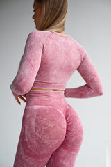 BEZŠVOVÉ LEGÍNY ELIME EVOLVE - SCRUNCH WASHED BORDO