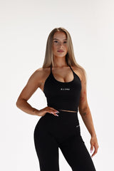 SECOND SKIN TIE-NECK TOP ELIME BLACK