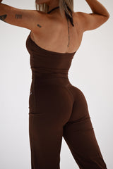 SECOND SKIN TIE-NECK TOP ELIME BROWN