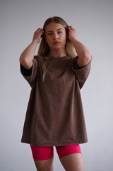 ELIME VIBES WASHED PREMIUM HEAVY OVERSIZE TRIČKO - BROWN