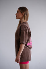 ELIME VIBES WASHED PREMIUM HEAVY OVERSIZE TRIČKO - BROWN