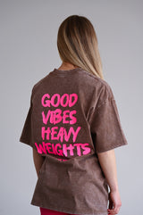 ELIME VIBES WASHED PREMIUM HEAVY OVERSIZE TRIČKO - BROWN