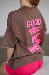 ELIME VIBES WASHED PREMIUM HEAVY OVERSIZE TRIČKO - BROWN