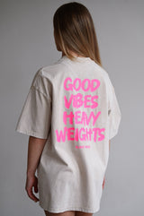 ELIME VIBES WASHED PREMIUM HEAVY OVERSIZE TRIČKO - CREAM