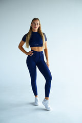 TOP S KRÁTKYM RUKÁVOM PREMIUM SHAPE ELIME NAVY