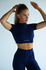 TOP S KRÁTKYM RUKÁVOM PREMIUM SHAPE ELIME NAVY