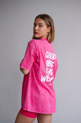 ELIME VIBES WASHED PREMIUM HEAVY OVERSIZE TRIČKO - PINK