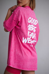 ELIME VIBES WASHED PREMIUM HEAVY OVERSIZE TRIČKO - PINK