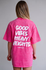 ELIME VIBES WASHED PREMIUM HEAVY OVERSIZE TRIČKO - PINK