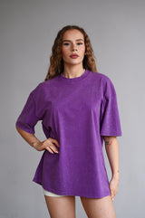 ELIME VIBES WASHED PREMIUM HEAVY OVERSIZE TRIČKO - PURPLE