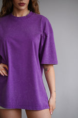 ELIME VIBES WASHED PREMIUM HEAVY OVERSIZE TRIČKO - PURPLE