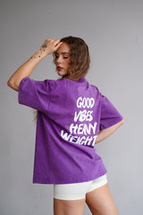 ELIME VIBES WASHED PREMIUM HEAVY OVERSIZE TRIČKO - PURPLE