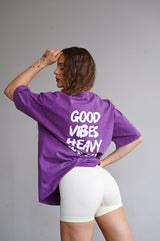 ELIME VIBES WASHED PREMIUM HEAVY OVERSIZE TRIČKO - PURPLE