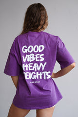 ELIME VIBES WASHED PREMIUM HEAVY OVERSIZE TRIČKO - PURPLE