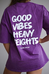 ELIME VIBES WASHED PREMIUM HEAVY OVERSIZE TRIČKO - PURPLE