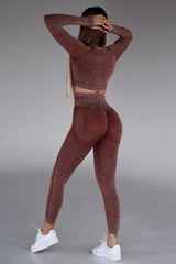 BEZŠVOVÉ LEGÍNY ELIME EVOLVE - SCRUNCH BROWN