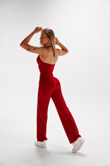 SECOND SKIN TIE-NECK TOP ELIME RED