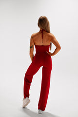 SECOND SKIN TIE-NECK TOP ELIME RED