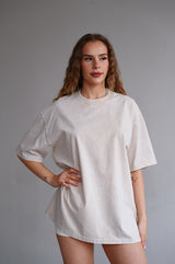 ELIME VIBES WASHED PREMIUM HEAVY OVERSIZE TRIČKO - CREAM