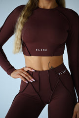 LONG TOP S DLHÝM RUKÁVOM PREMIUM SHAPE ELIME BROWN