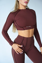 LONG TOP S DLHÝM RUKÁVOM PREMIUM SHAPE ELIME BROWN