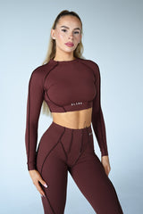 LONG TOP S DLHÝM RUKÁVOM PREMIUM SHAPE ELIME BROWN