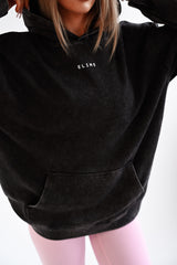 HOODIE ELIME WASHED PREMIUM HEAVY OVERSIZE - BLACK