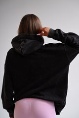 HOODIE ELIME WASHED PREMIUM HEAVY OVERSIZE - BLACK