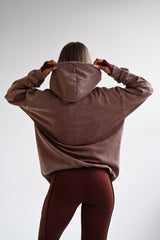 HOODIE ELIME WASHED PREMIUM HEAVY OVERSIZE - BROWN