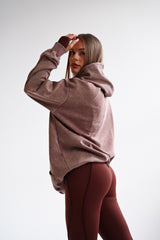 HOODIE ELIME WASHED PREMIUM HEAVY OVERSIZE - BROWN