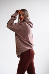 HOODIE ELIME WASHED PREMIUM HEAVY OVERSIZE - BROWN