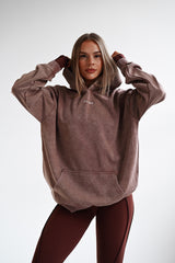 HOODIE ELIME WASHED PREMIUM HEAVY OVERSIZE - BROWN