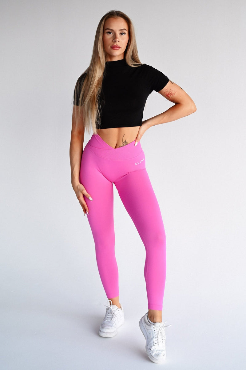 BEZŠVOVÉ LEGÍNY ELIME V-PUSH UP LIFT - PINK