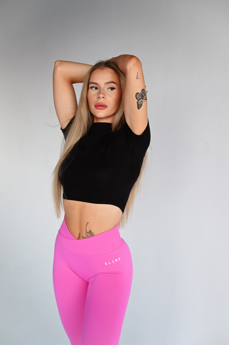 BEZŠVOVÉ LEGÍNY ELIME V-PUSH UP LIFT - PINK