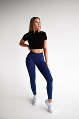 BEZŠVOVÉ LEGÍNY ELIME WAIST-RUNIQUE - NAVY