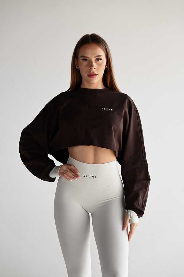 ELIME WIDE CROP-TOP BROWN