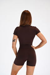 OVERAL SHORT SLEEVE ELIME DARK BROWN