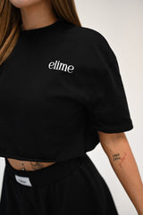 CROP TOP ELIME BLOOM - BLACK