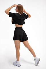 CROP TOP ELIME BLOOM - BLACK
