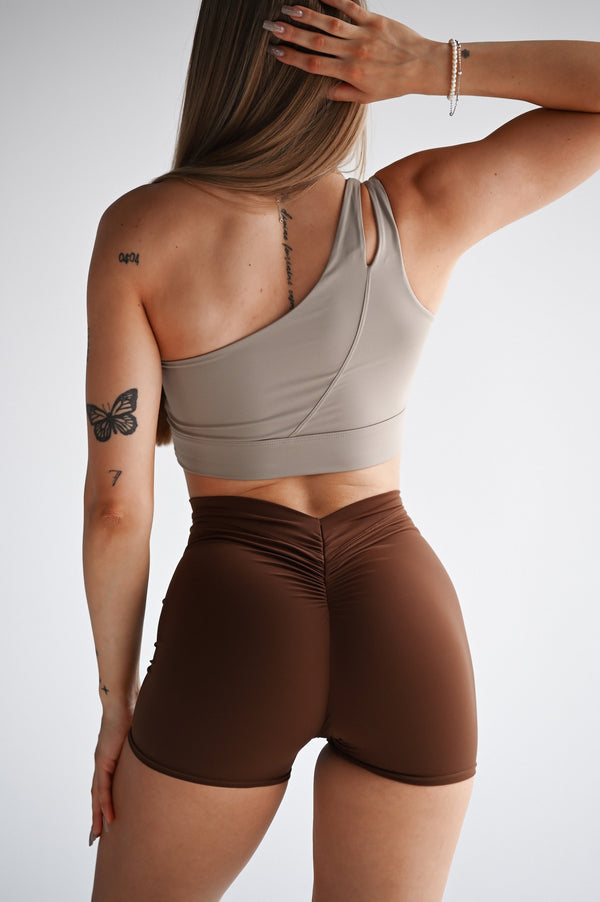 ŠORTKY ELIME MOMENTUM - V-SCRUNCH BROWN