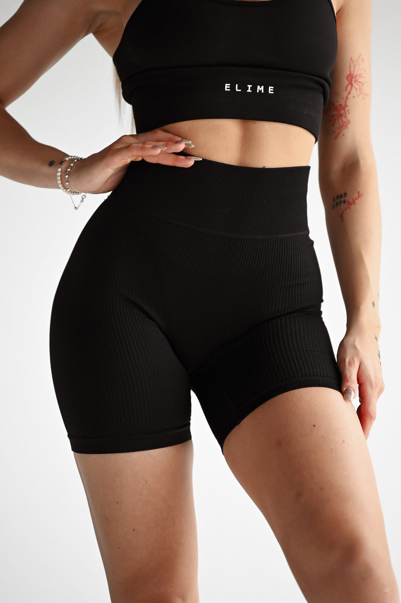ŠORTKY FLEX RIBBED SEAMLESS BLACK